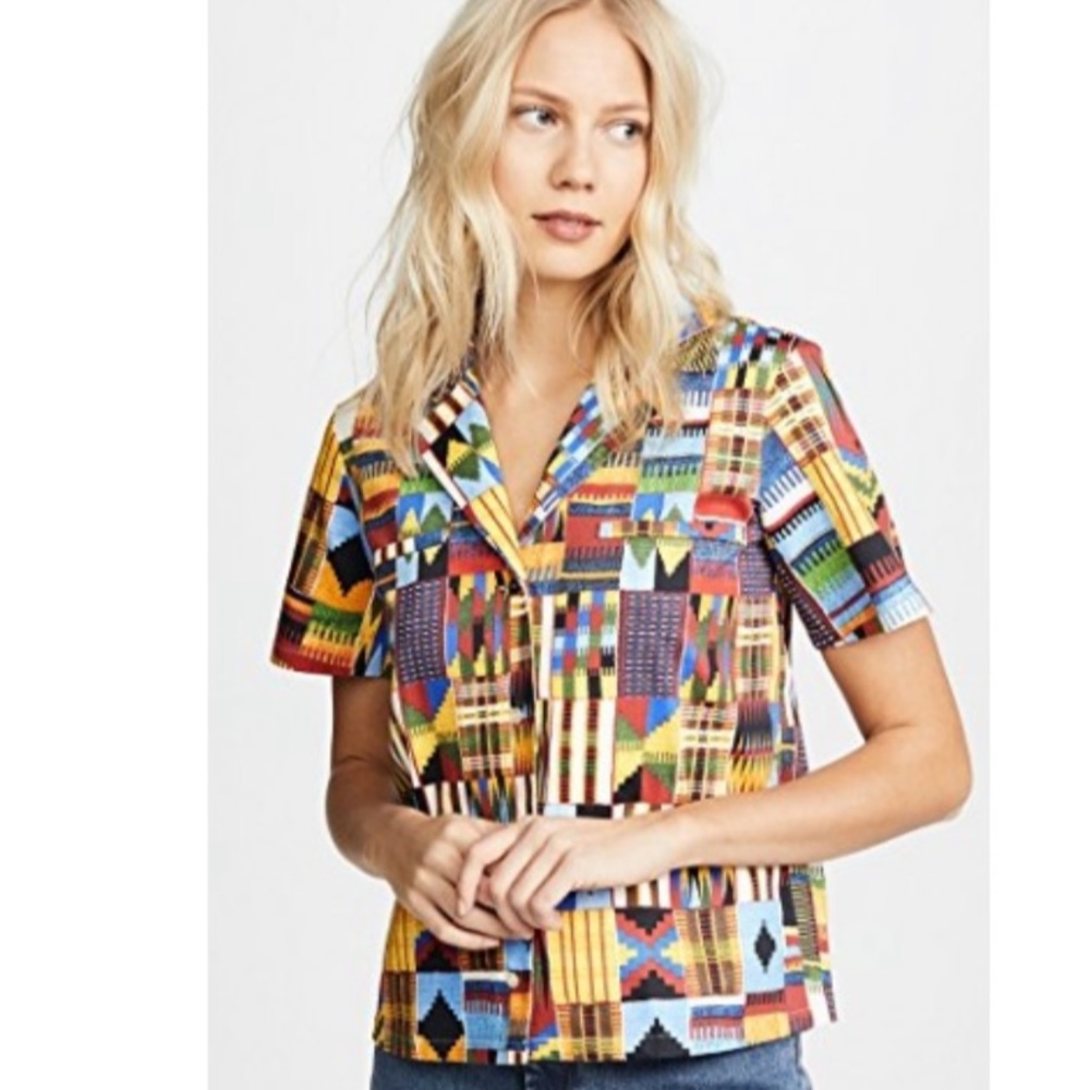 Aztec print button down top